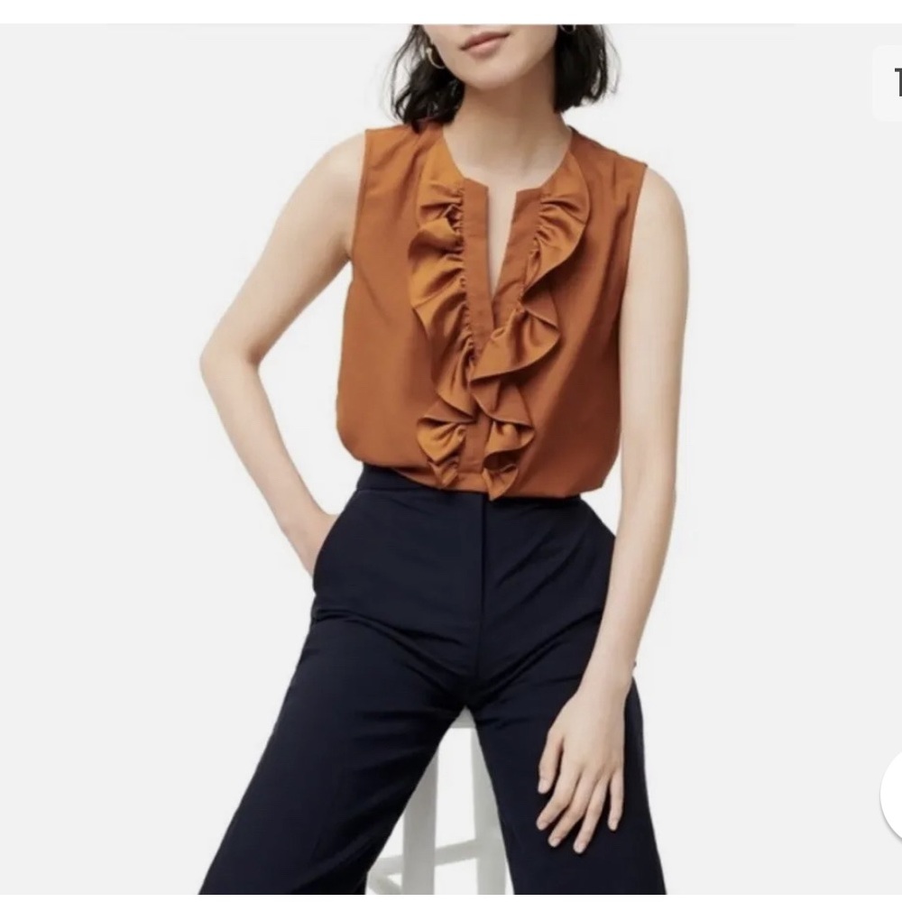 J Crew ruffle front top in Satin Crepe